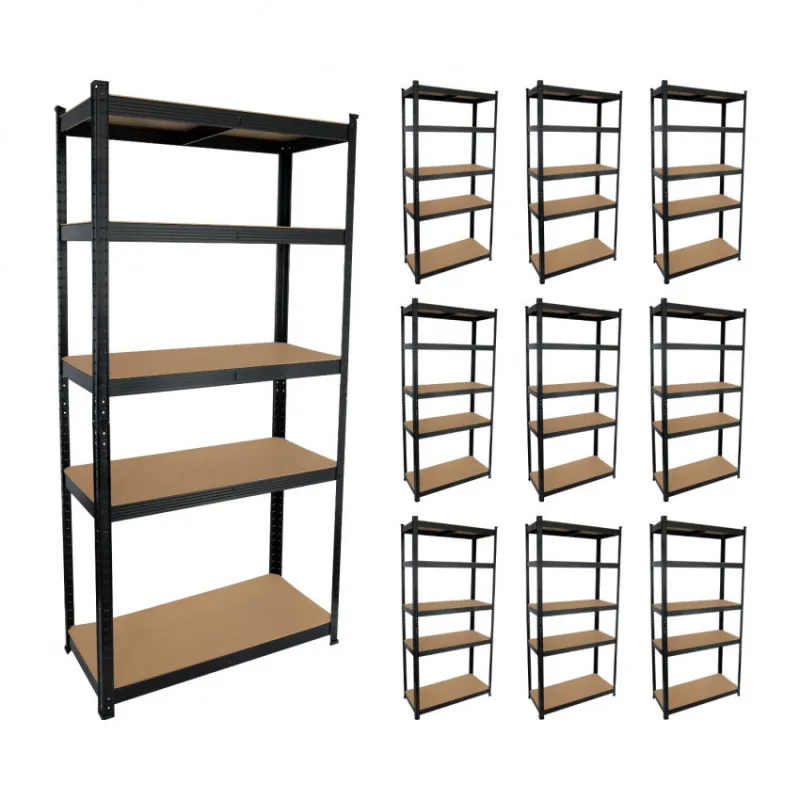 Megapack 10 estanterías modulares metálicas con 5 baldas 875kg 90x40x180cm thinia home