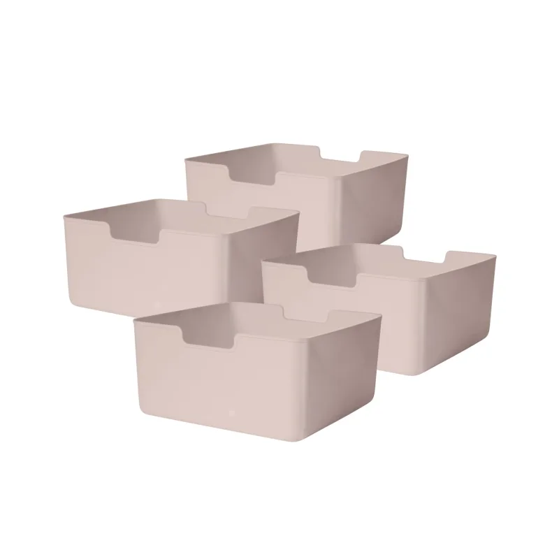 Juego de 4 cubos de plástico rosa 31 x 31 x 15 cm