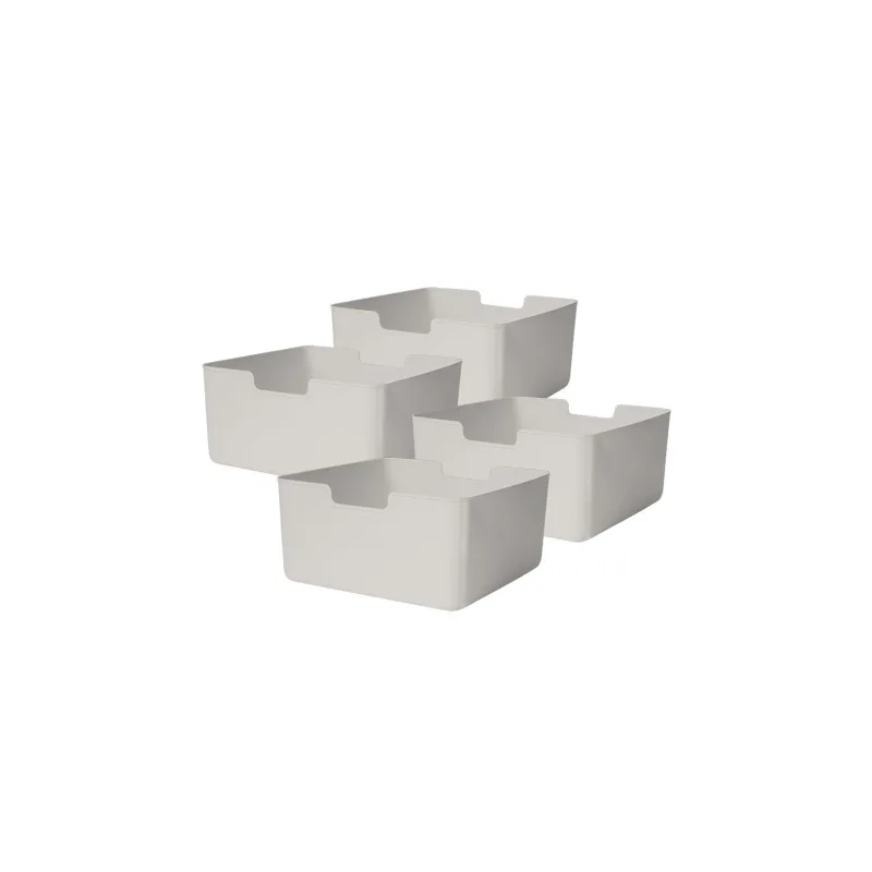 Lote de 4 cubetas de plástico color hueso 31 x 31 x 15 cm