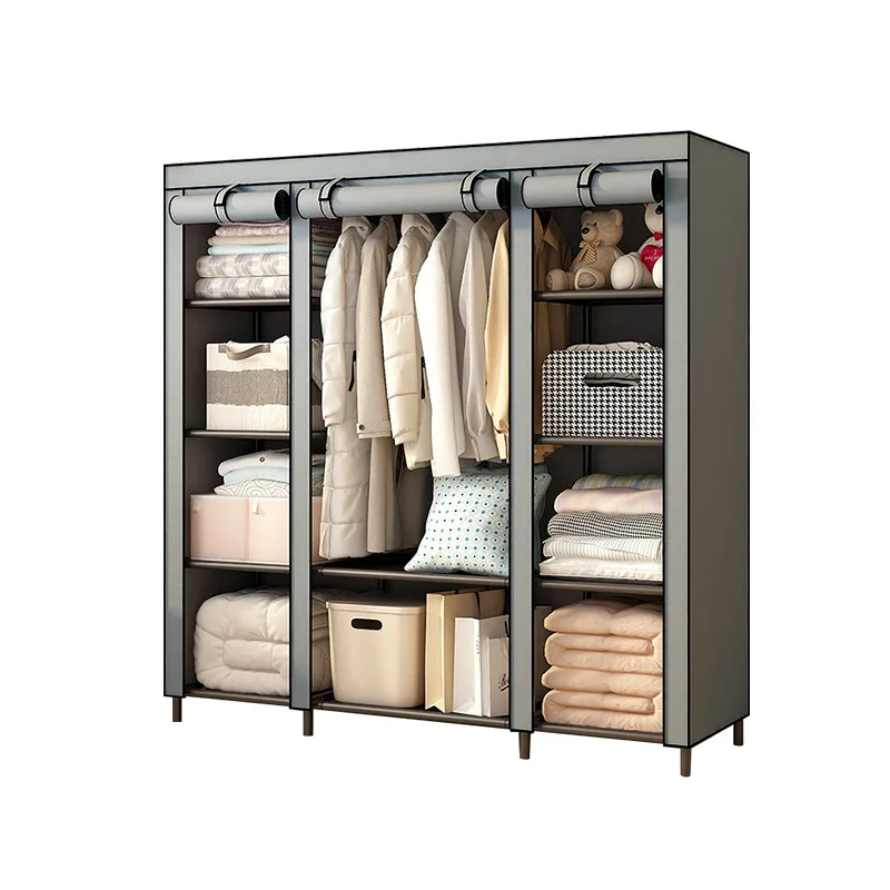 Autrucker armario moderno independiente gris, de gran capacidad, ideal para guardar y organizar la ropa del dormitorio.