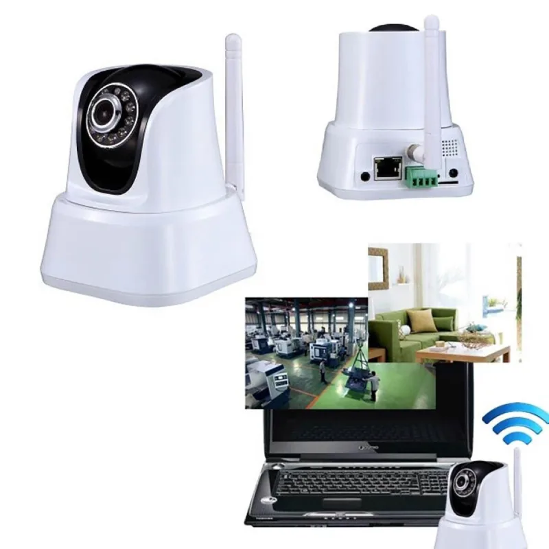 Cámara ip inalámbrica hd 720p con 10 led infrarrojos, cable lan rj45 y wi-fi.