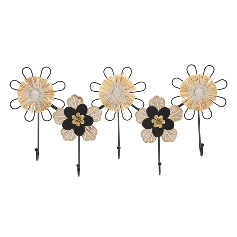 Perchero de pared flores 1,metal,marrón,kendra home