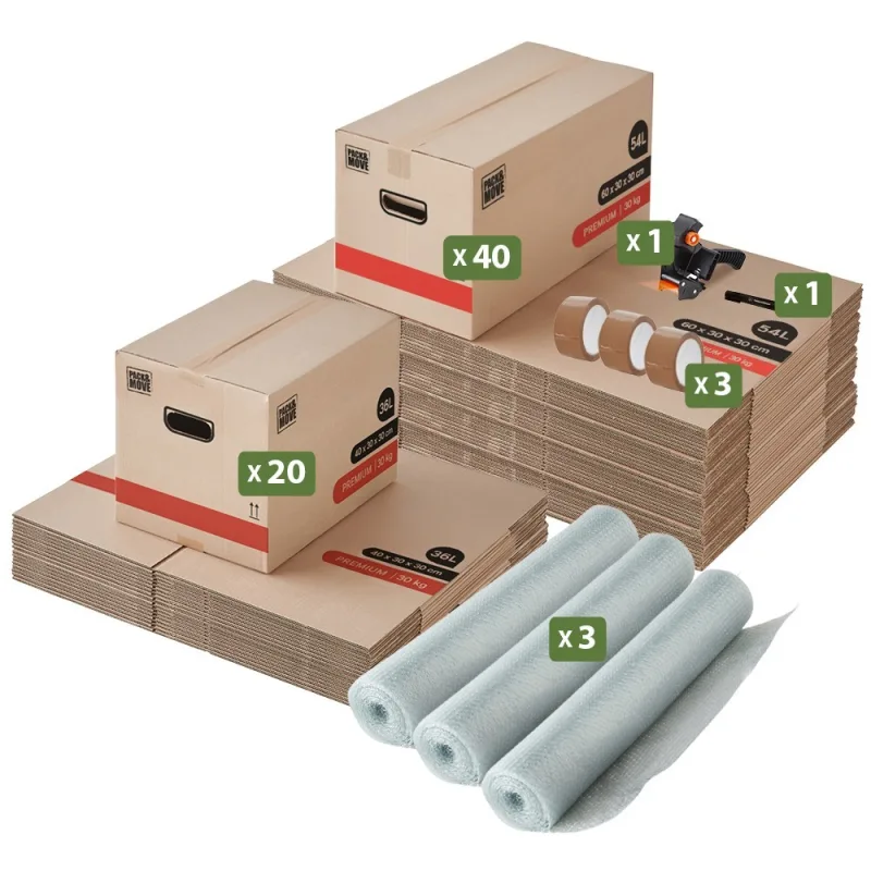 Pack and move - kit de mudanza premium t4/t5 + marcador negro y 3 tiras adhesivas de regalo