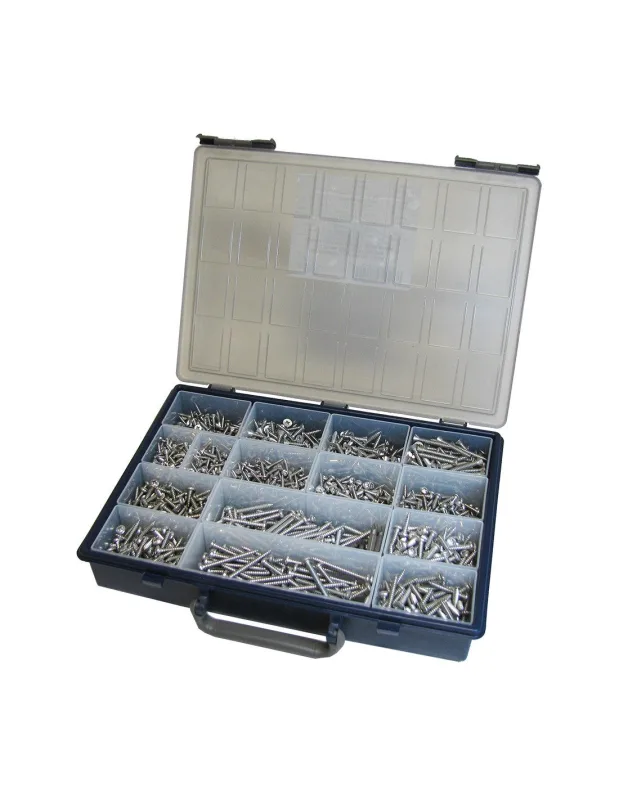 Surtido de 1684 tornillo chapa cabeza fresada/testa svasat cabeza redonda pozi inoxidable a2 punta