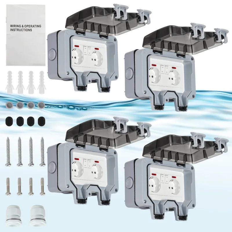 4 tomas dobles exteriores estancas toma estanca ip66 de 16 a en saliente con interruptores independientes