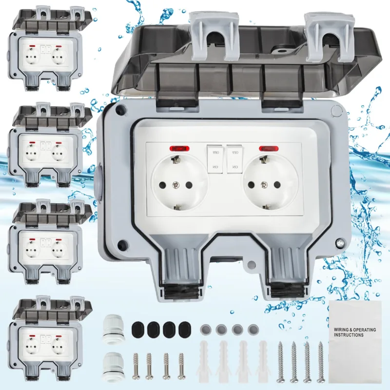 5 tomas dobles exteriores estancas toma estanca ip66 de 16 a en saliente con interruptores independientes