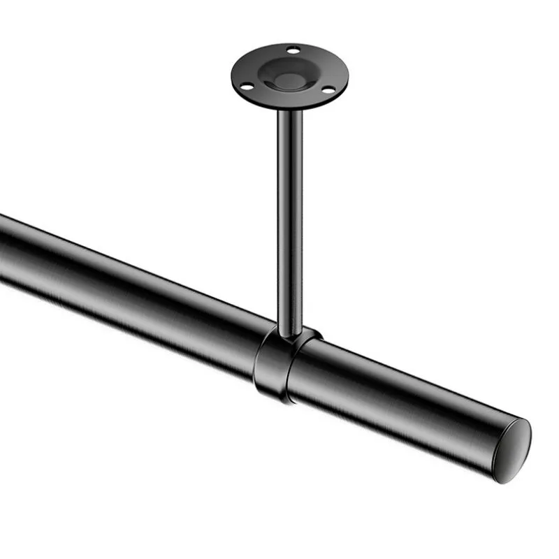 Lollanda barra de soporte para tender ropa, perchero para el hogar, barra de almacenamiento para cocina (1 juego - negro - 250 cm - con 3 barras)