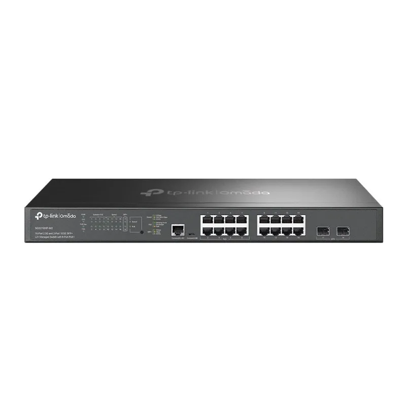 Switch gestionable tp-link omada de 16 puertos 2.5g y 2 puertos 10ge sfp+ l2+ con 8 puertos poe+