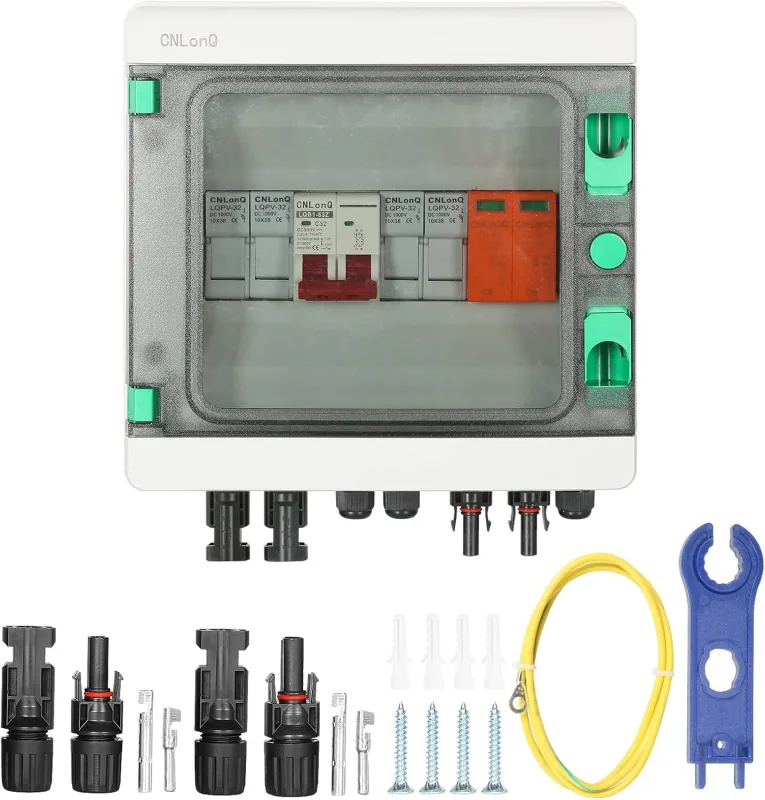 Protector solar fotovoltaico de 2 cuerdas con protección contra sobretensiones ip65 para sistemas solares de 500 v y 32 a