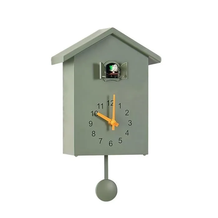 Reloj de pared - cuco - verde - 20 x 25 cm - diseño contemporáneo