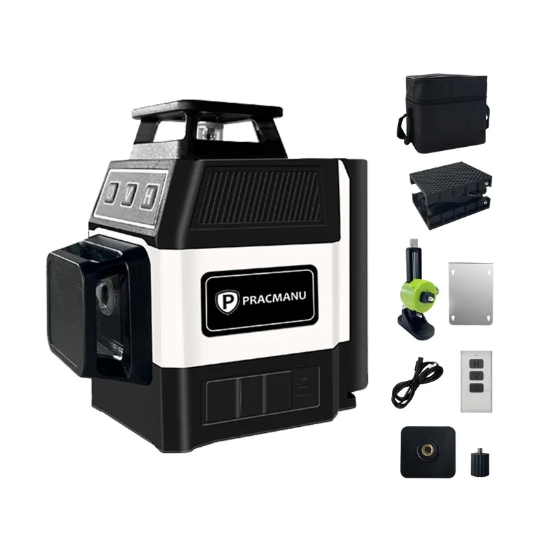 Mini nivel láser portátil de 12 líneas con accesorios incluidos.