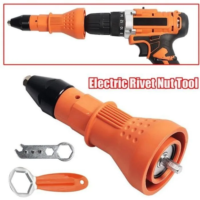 Remachadora eléctrica - color naranja - boquillas de 2,4 mm, 3,2 mm, 4,0 mm y 4,8 mm