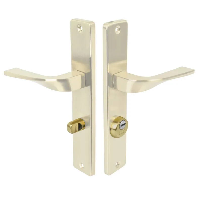 Cilindro-muletilla latonado para manillas con placa. convierte una habitación en estancia privada.