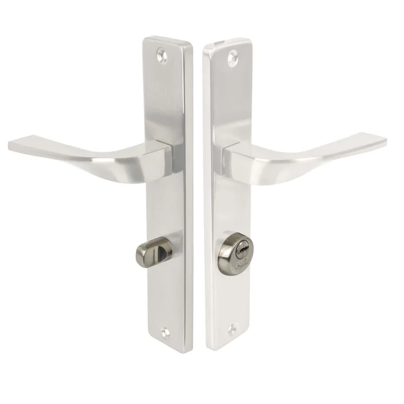 Cilindro-muletilla níquel satinado para manillas con placa. convierte una habitación en estancia privada.