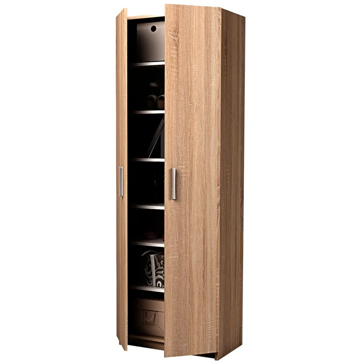 Armario multiestantes de melamina roble cortes con 2 puertas ref.9670-rc