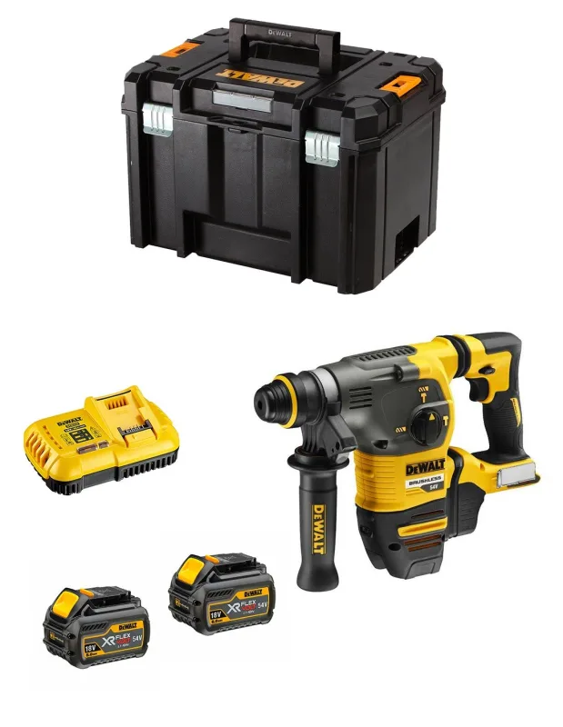 Martillo perforador dewalt dch333t2 flexvolt (2 x 54v/18v 6,0 ah + dcb118 + tstak vi)
