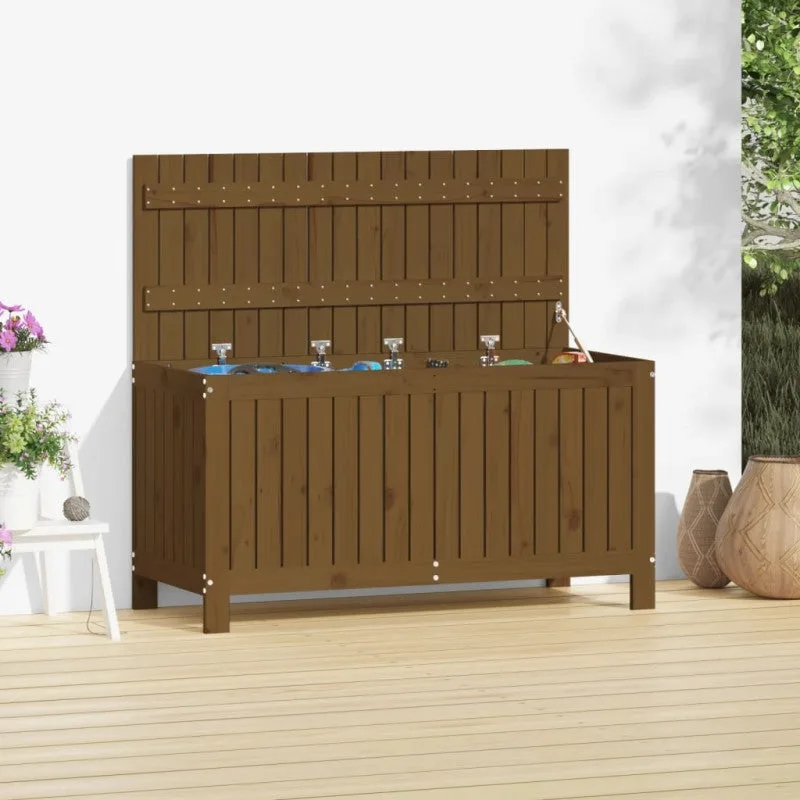 Vidaxl caja de almacenaje jardín madera pino marrón miel 115x49x60 cm