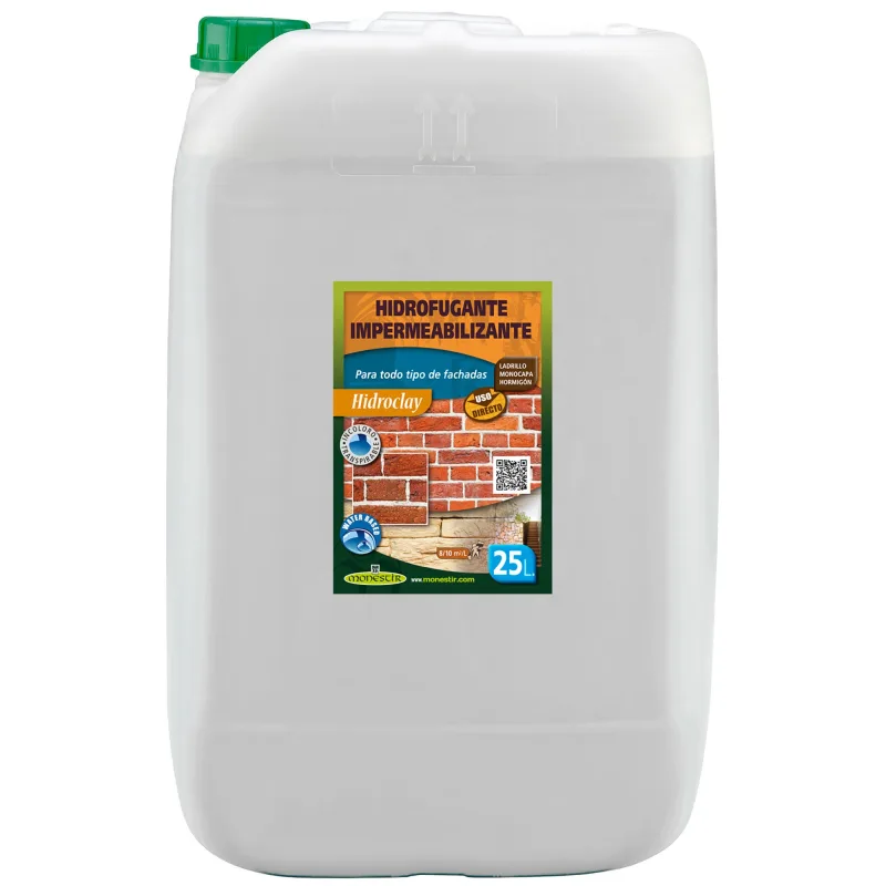 Impermeabilizante monestir hidroclay incoloro para fachadas de hormigón, piedra 25 litros. silicona. mejorar la adherencia, impermeabilizar, impedir la aparición de la humedad.