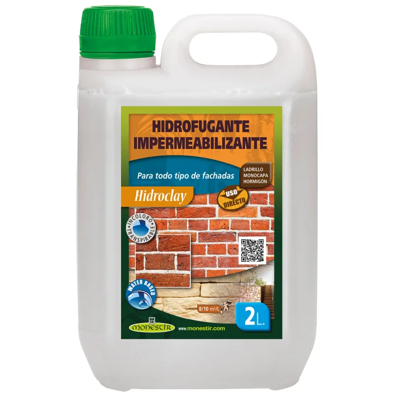 Impermeabilizante monestir hidroclay incoloro para fachadas de hormigón, piedra 2 litros. silicona. mejorar la adherencia, impermeabilizar, impedir la aparición de la humedad.