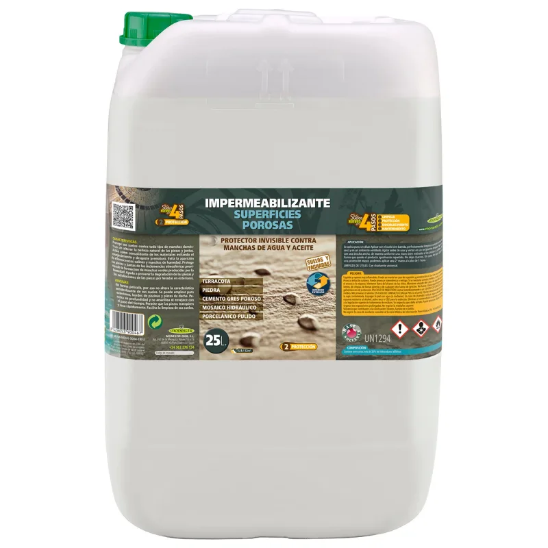 Impermeabilizante exterior monestir incoloro para fachadas y suelos de hormigón, piedra, terracota, multimaterial 25 litros. acrílico. mejorar la adherencia, impermeabilizar, impedir la aparición de la humedad.