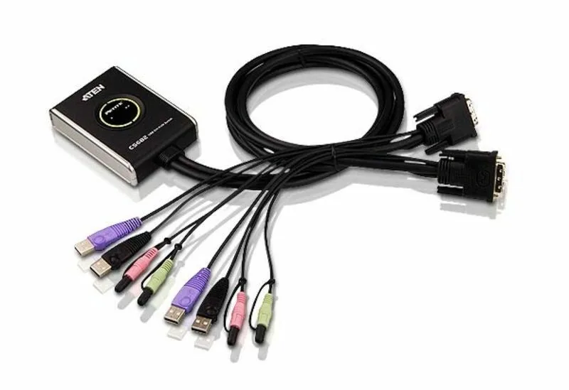 Conmutador kvm dvi usb de 2 puertos aten con audio