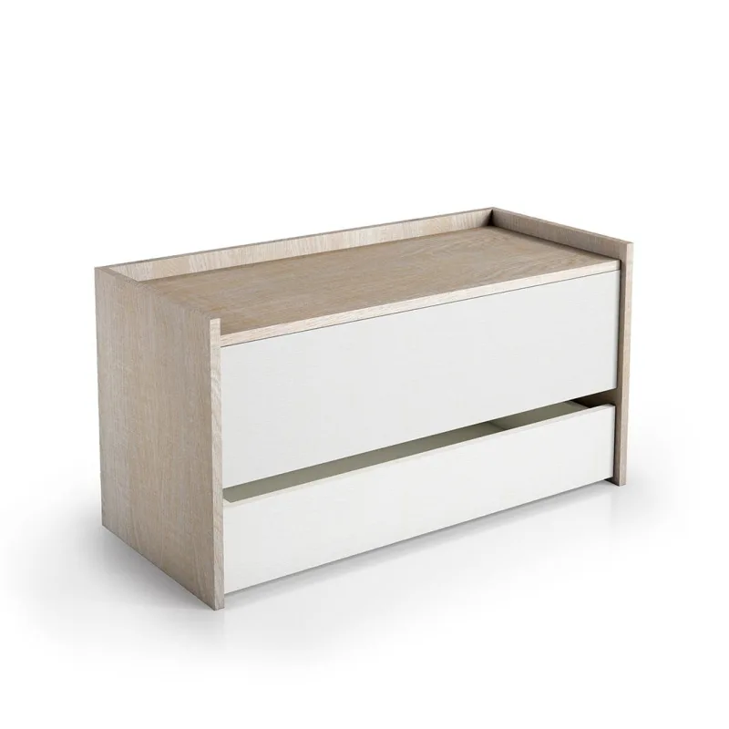 Baule contenitore in legno rovere con frontale bianco