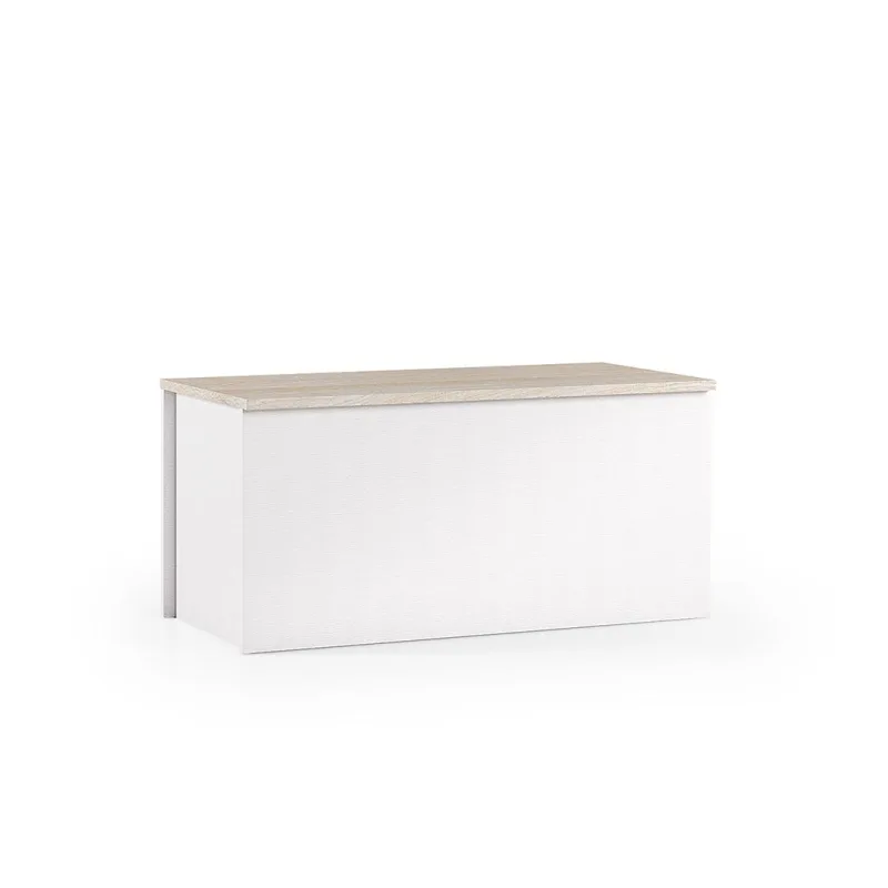 Baúl con compartimento de almacenamiento blanco y roble