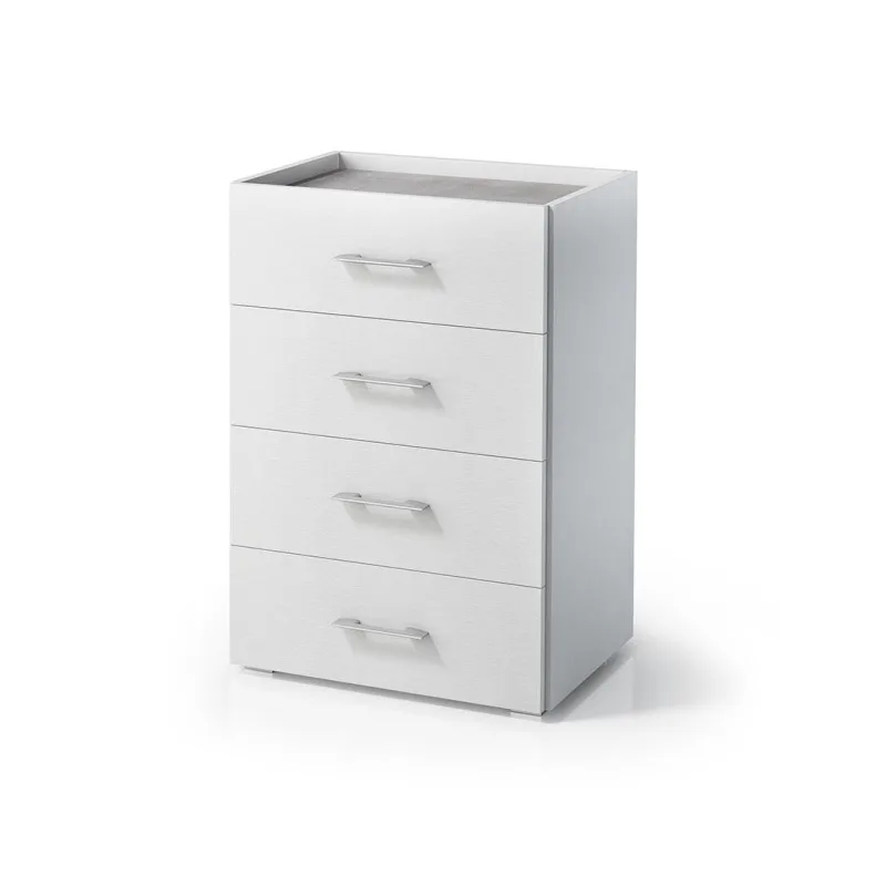 Cómoda multiusos de 4 cajones con bandeja de hormigón