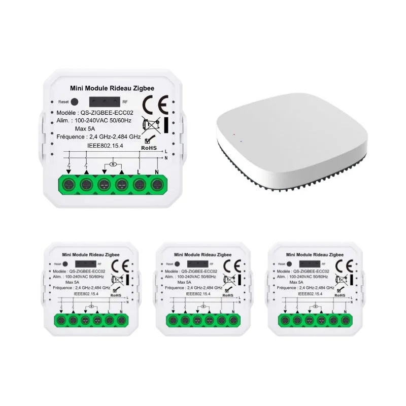 Módulo interruptor persiana - kit 4 interruptores + 1 pasarela / zigbee - silumen