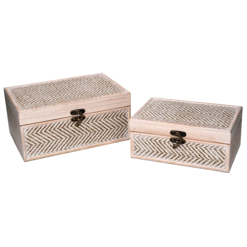 Caja madera blanqueada rectangular 1-2 cm30x20h14