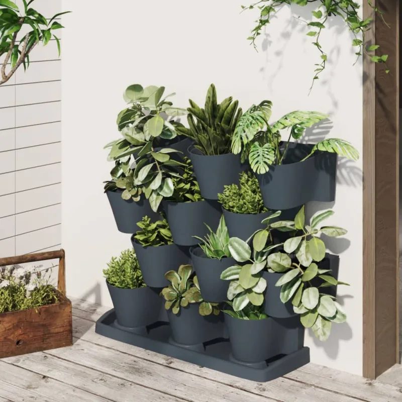 Set de plantas jardín vertical 12 uds polipropileno antracita vidaxl