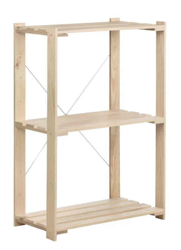 Estantería de madera en bruto con 3 baldas astigarraga carga máxima 225 kg 110x76.5x38.5cm