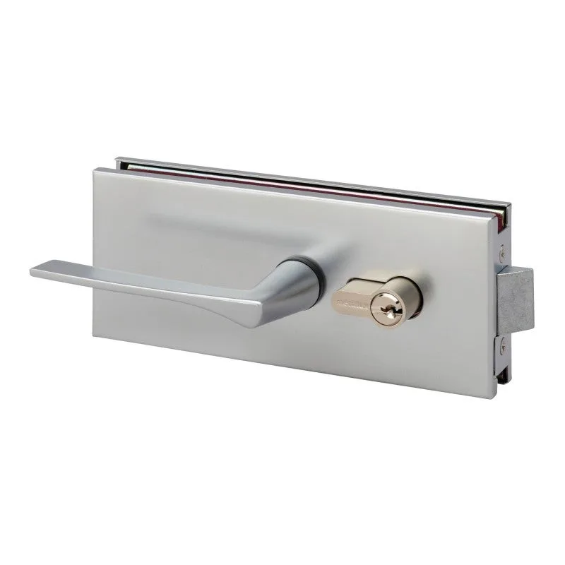 Cerradura para puerta de cristal metalux con manilla cuadrada y placa rectangular 77x185 mm - nm90451000
