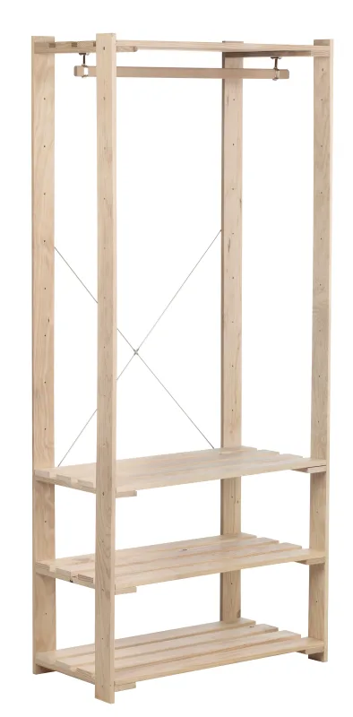 Estantería de madera en bruto con 3 baldas astigarraga nova carga máxima 225 kg 174.5x76.5x38.5cm