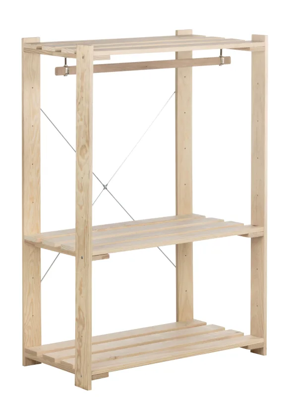 Estantería de madera en bruto con 2 baldas astigarraga carga máxima 150 kg 110x76.5x38.5cm