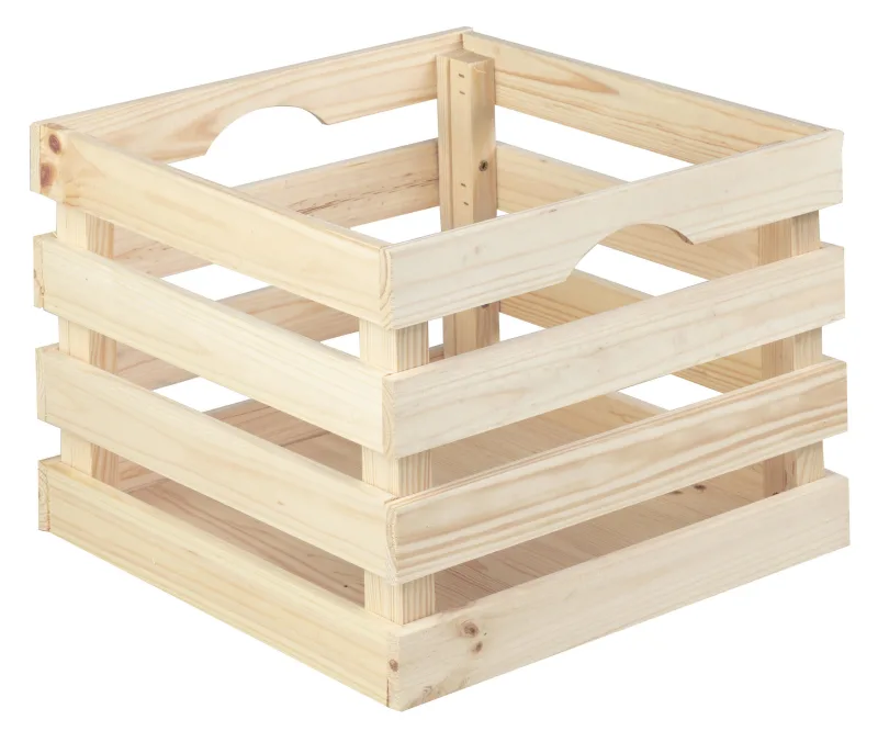 Cesta de madera marrón nova 33x33x26cm