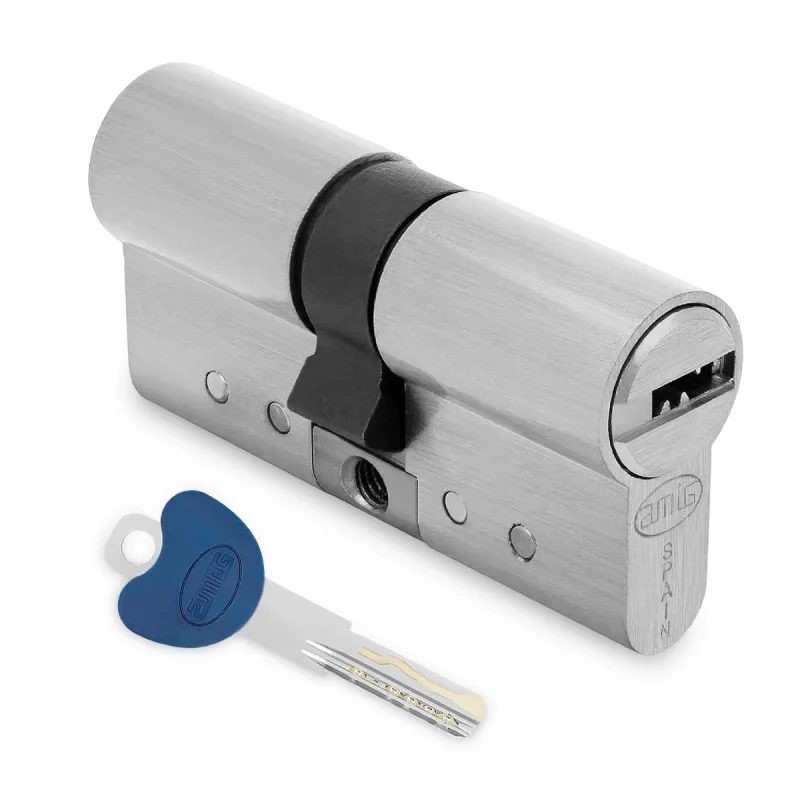 Amig - cilindro de seguridad | fabricado en latón | medida: 80 mm (30-50) | protección antitaladro y anti-bumping | acabado: cromado mate