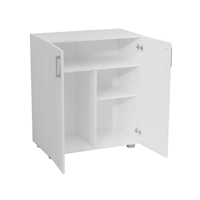 Armario bajo de tablero de partículas aglomeradas con 2 puertas y 2 baldas en blanco 92x80x42cm