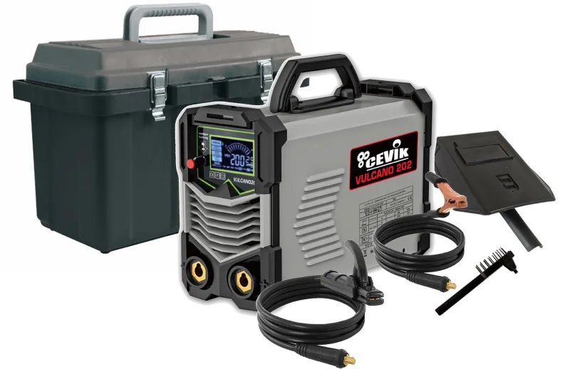 Soldador inverter cevik vulcano 202 - 200 ah - mma + accesorios