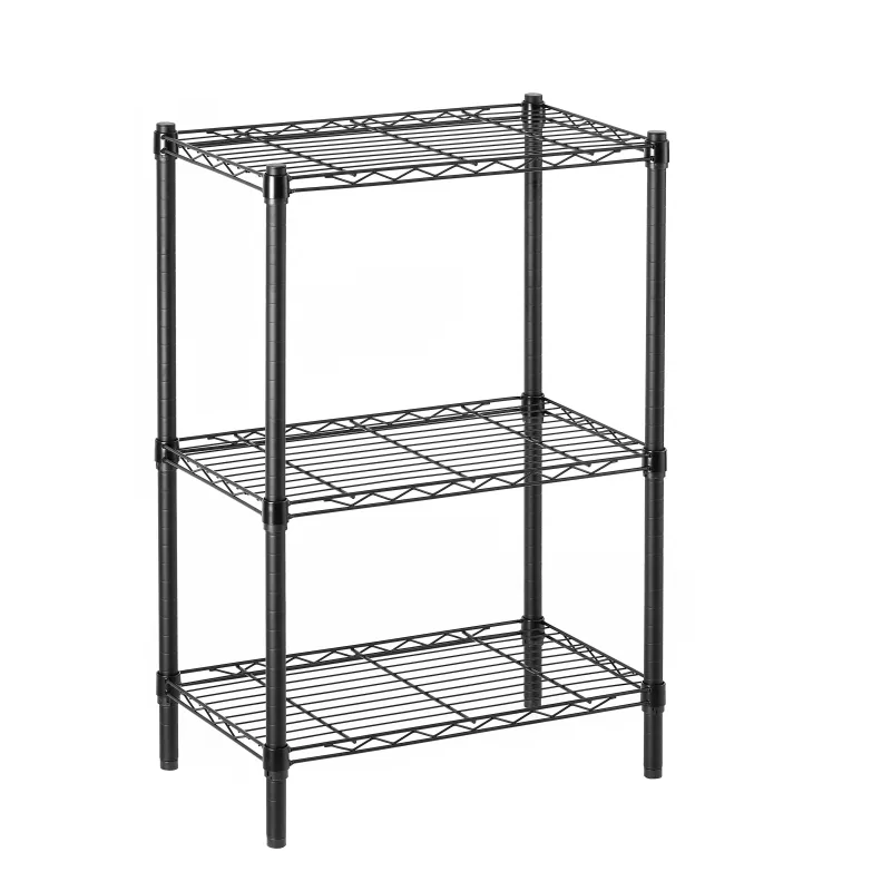 Estantería metálica cromada negro spaceo, 3 baldas, 50 kg por balda, 90x60x35 cm