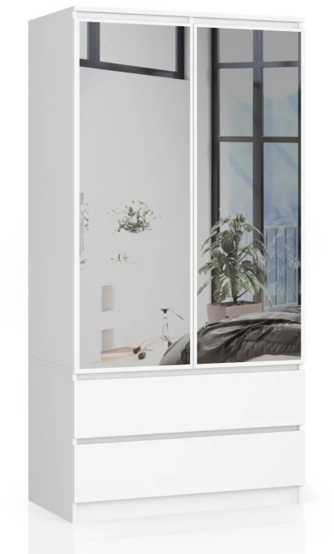 Armario akord s90 blanco 90 cm, 2 puertas, 2 cajones, 90 × 51 × 180 cm
