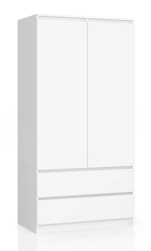 Armario akord s90 blanco 90 cm 2 puertas 2 cajones frente en color blanco 4 estantes 90x51x180 cm