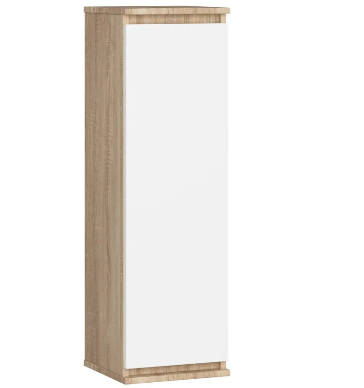 Armario akord w30 roble sonoma 30 cm 1 puerta frente en color blanco 3 estantes 30x30x99 cm