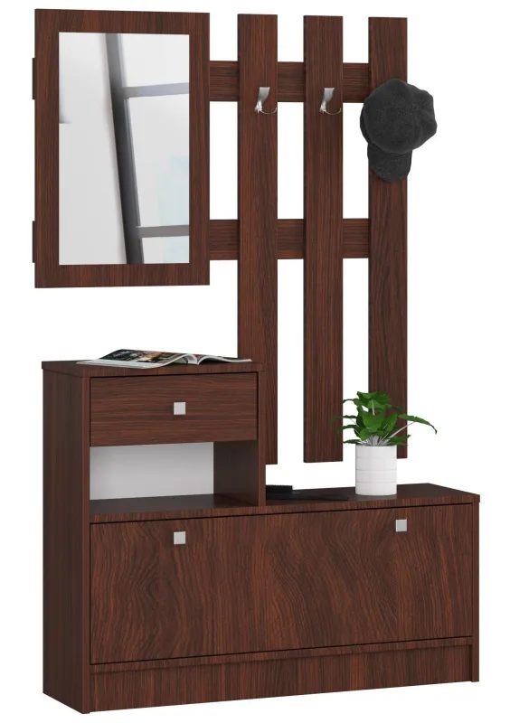 Conjunto de muebles con zapatero akord wenge 90 cm 1 puerta 1 cajón wenge 2 estantes 90x25x170 cm