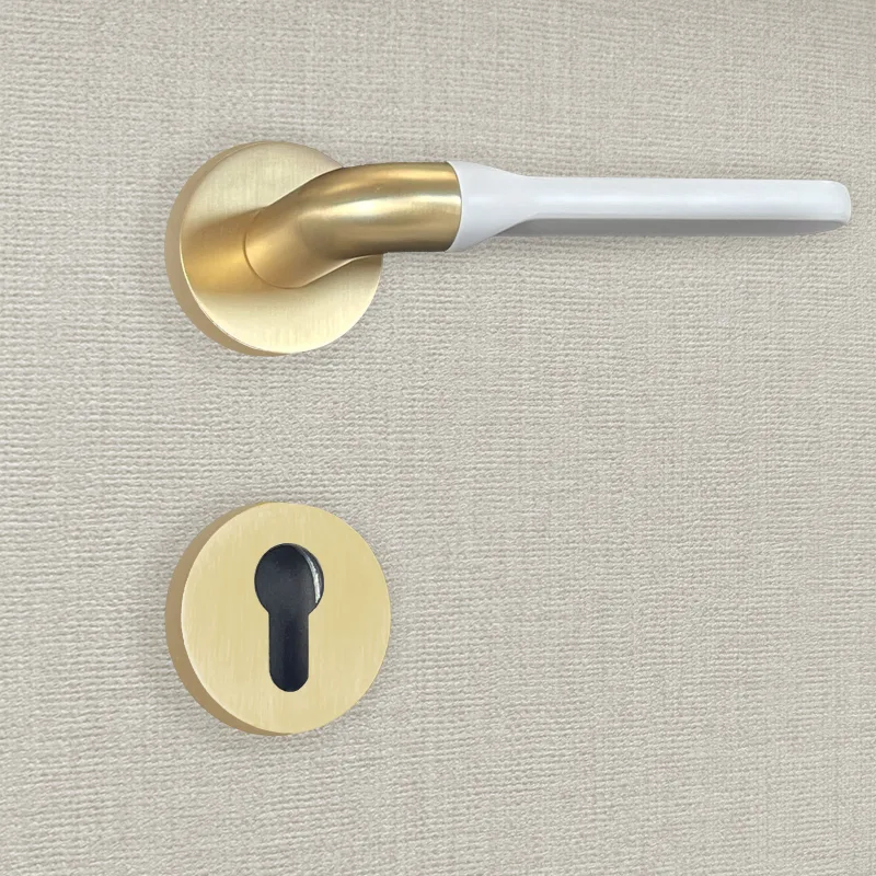 Manilla cilíndrica matilda acabado blanco mate y dorado - katchmee