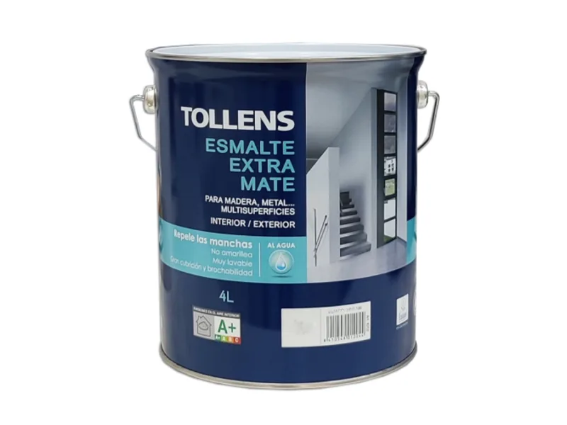Esmalte al agua extra mate tollens 4 lt (blanco 100)