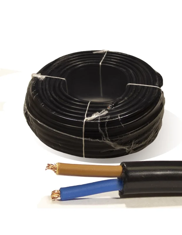 Cable electrico rollo 100 mtrs negro. manguera 2x1,5 mm² flexible pvc rv-k 0,6/1kv