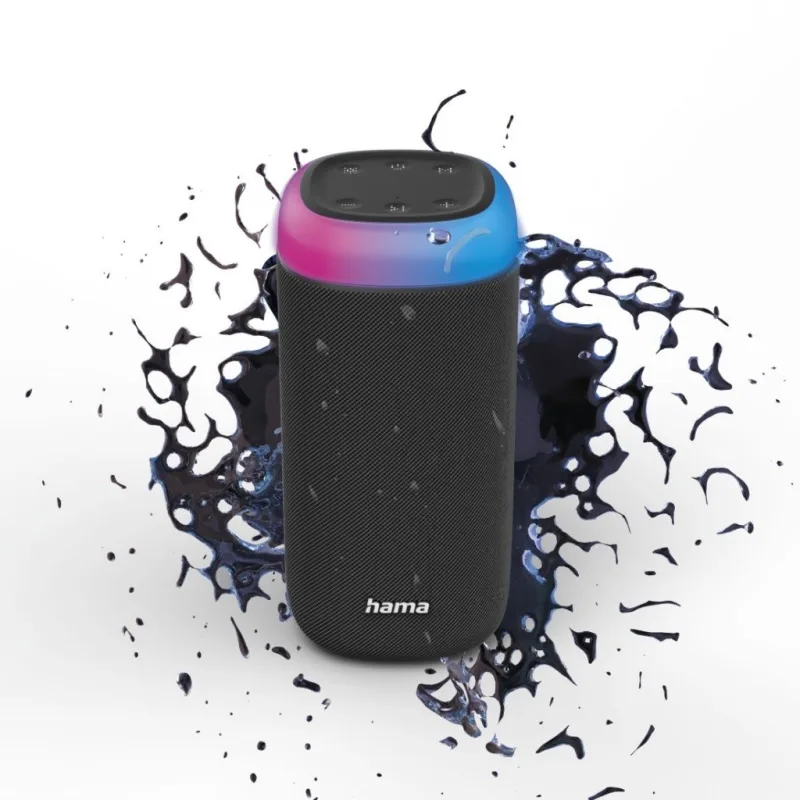 Hama | altavoz bluetooth con luces led (5 modos diferentes, se pueden conectar 2 altavoces, protección ipx4, 12h de música) negro
