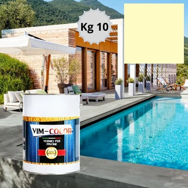 Barniz para piscinas de hormigón pintura vim color de clorocaucho esmalte color marfil 1013 ral kg 10 (65 m²)