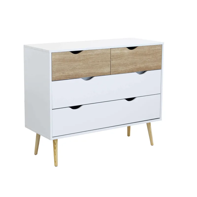Mueble de madera natural con 4 cajones 99x39xh82 cm spencer